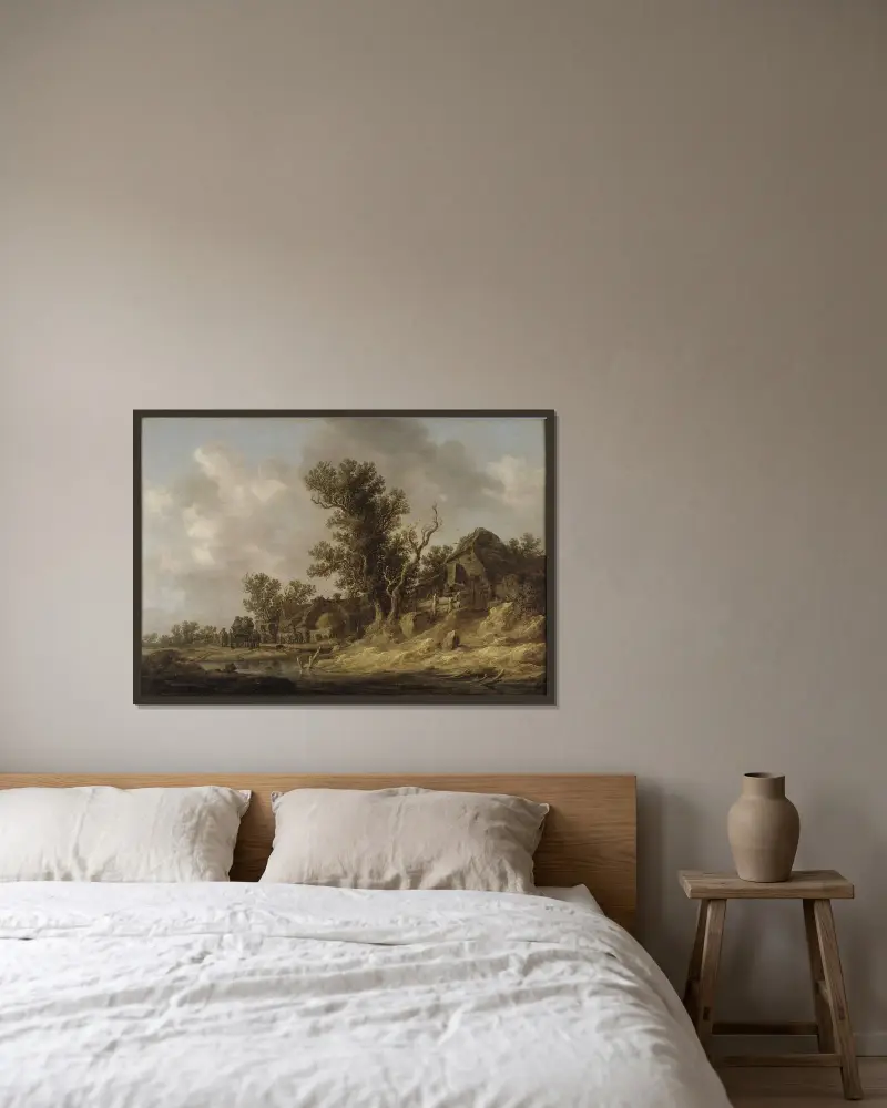 Rast på en krog av Jan van Goyen inramad på en vägg