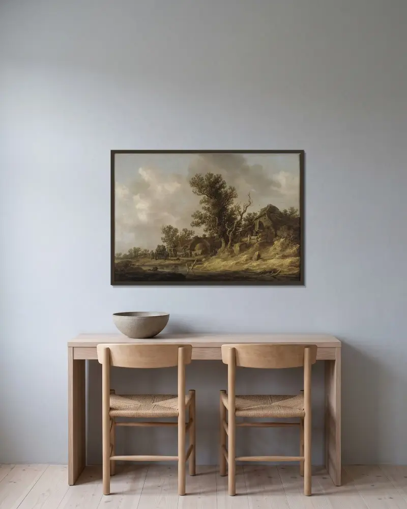 Rast på en krog av Jan van Goyen inramad på en vägg