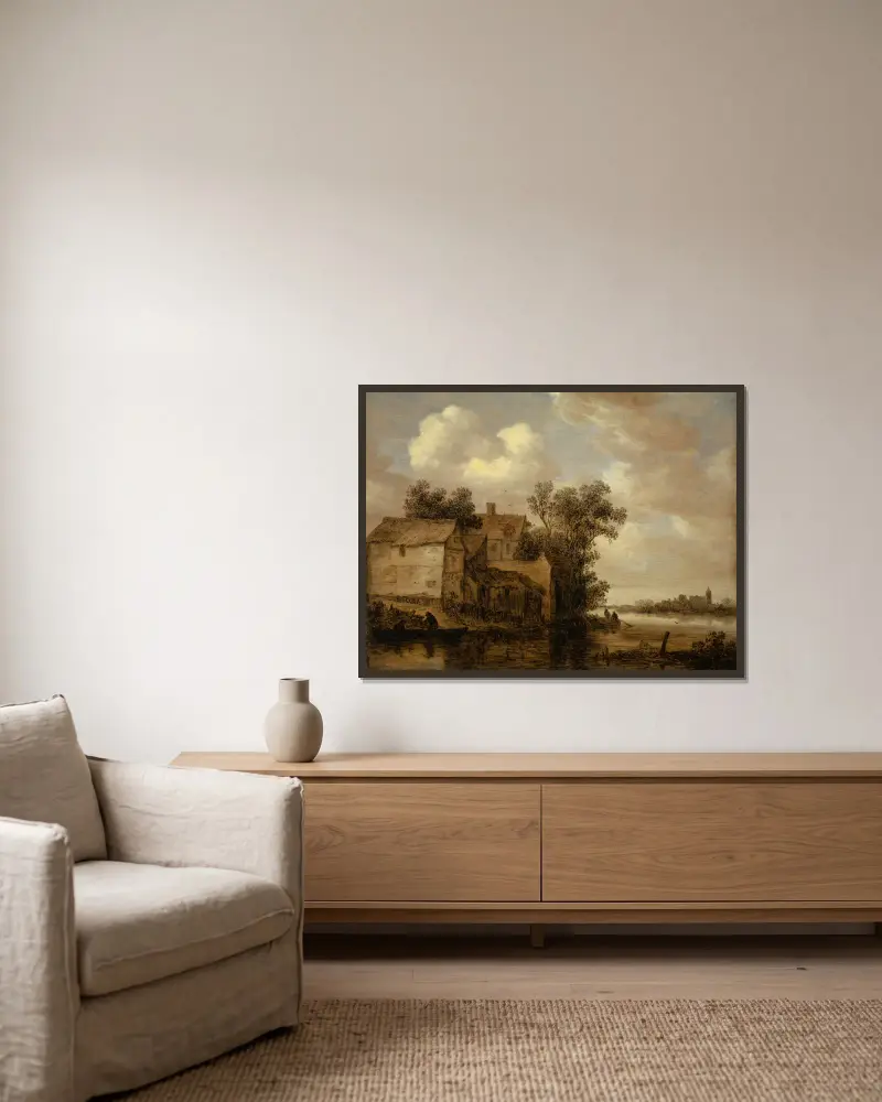 Pejzaż rzeczny, Jan van Goyen w ramie na ścianie