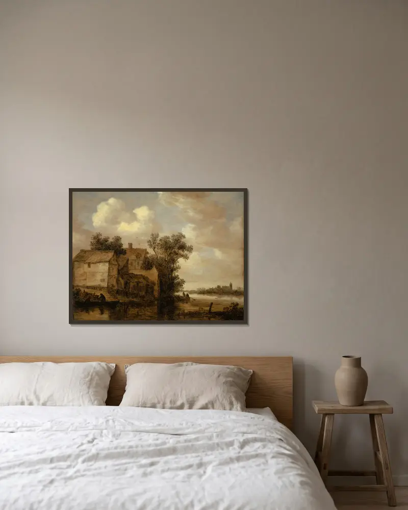 Pejzaż rzeczny, Jan van Goyen w ramie na ścianie