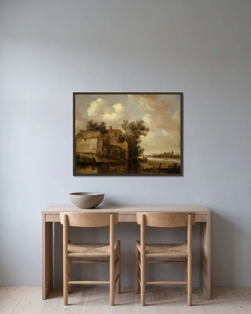 Pejzaż rzeczny, Jan van Goyen w ramie na ścianie