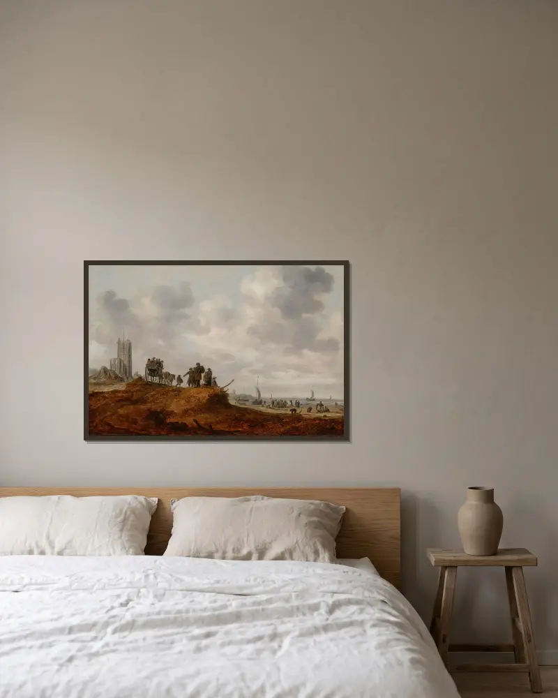 The Old Church at Egmond aan Zee av Jan van Goyen inramad på en vägg