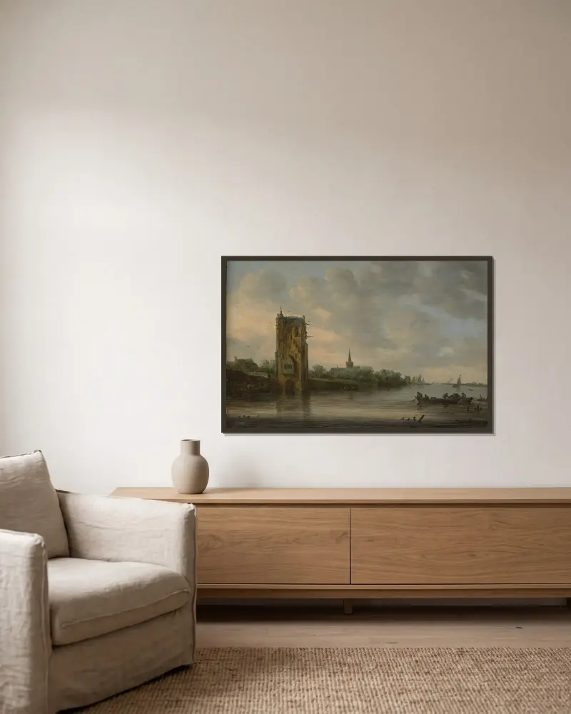 Pelkusporten nära Utrecht av Jan van Goyen inramad på en vägg