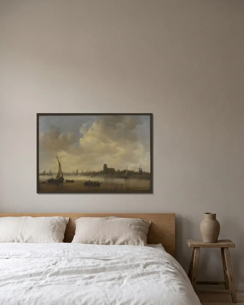 Utsikt över Dordrecht av Jan van Goyen inramad på en vägg