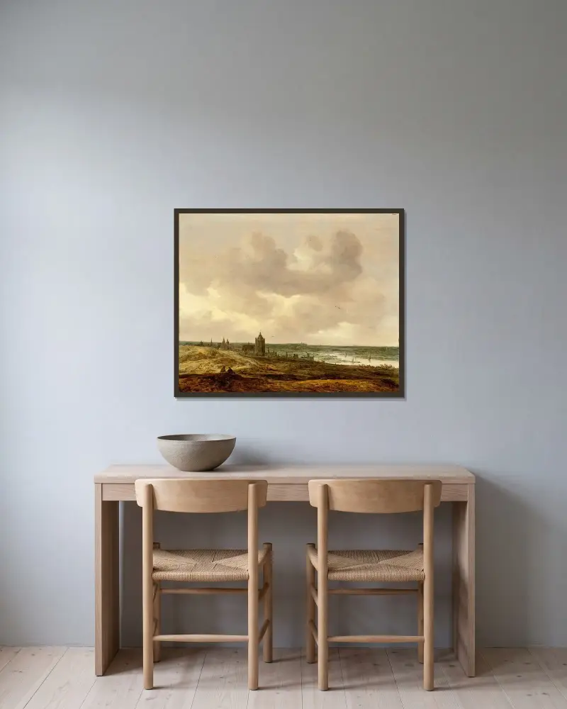 Utsikt över Arnhem av Jan van Goyen inramad på en vägg