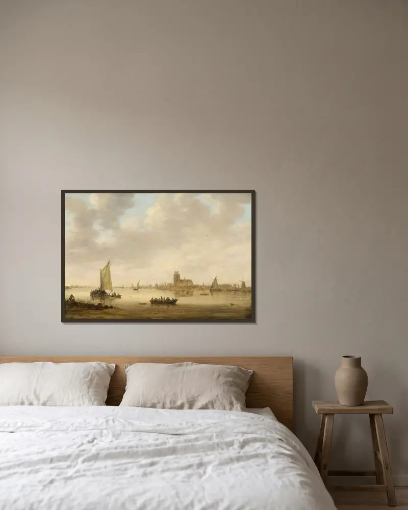 Utsikt över Dordrecht från Dordtse Kil av Jan van Goyen inramad på en vägg