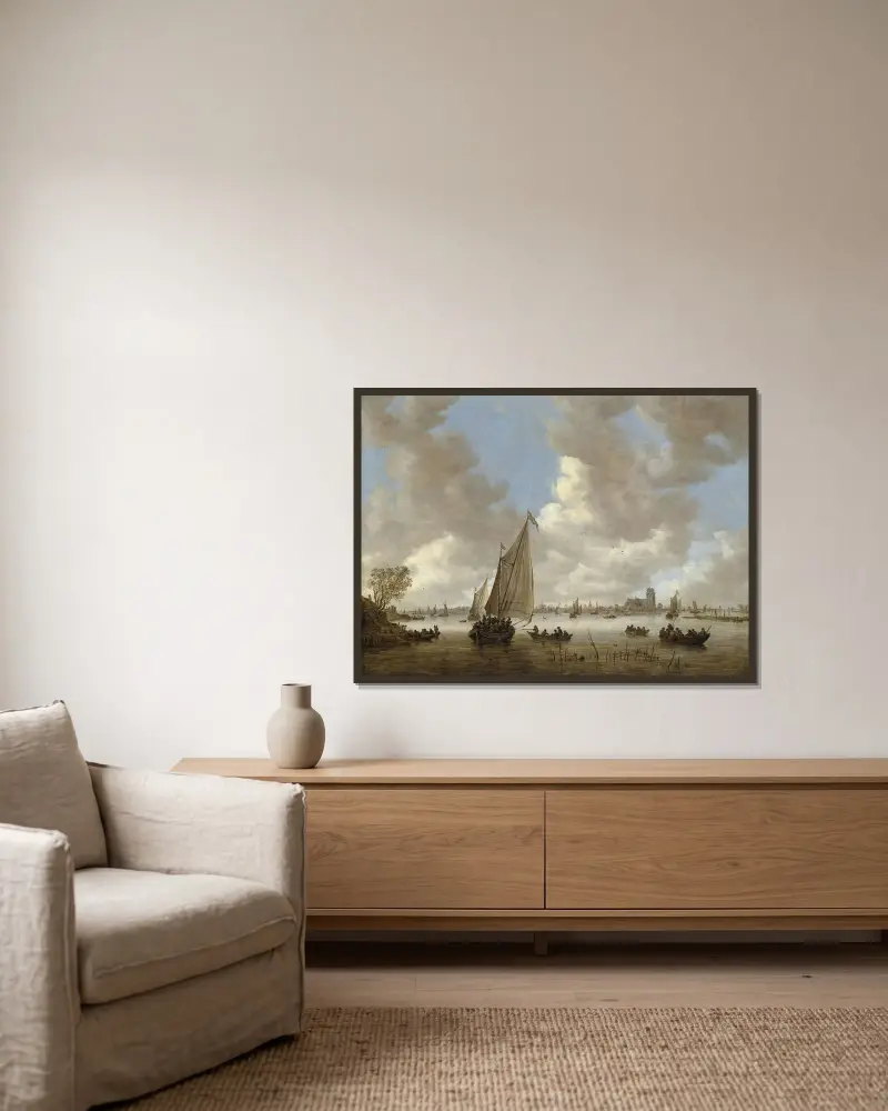 Utsikt över Dordrecht från norr av Jan van Goyen inramad på en vägg