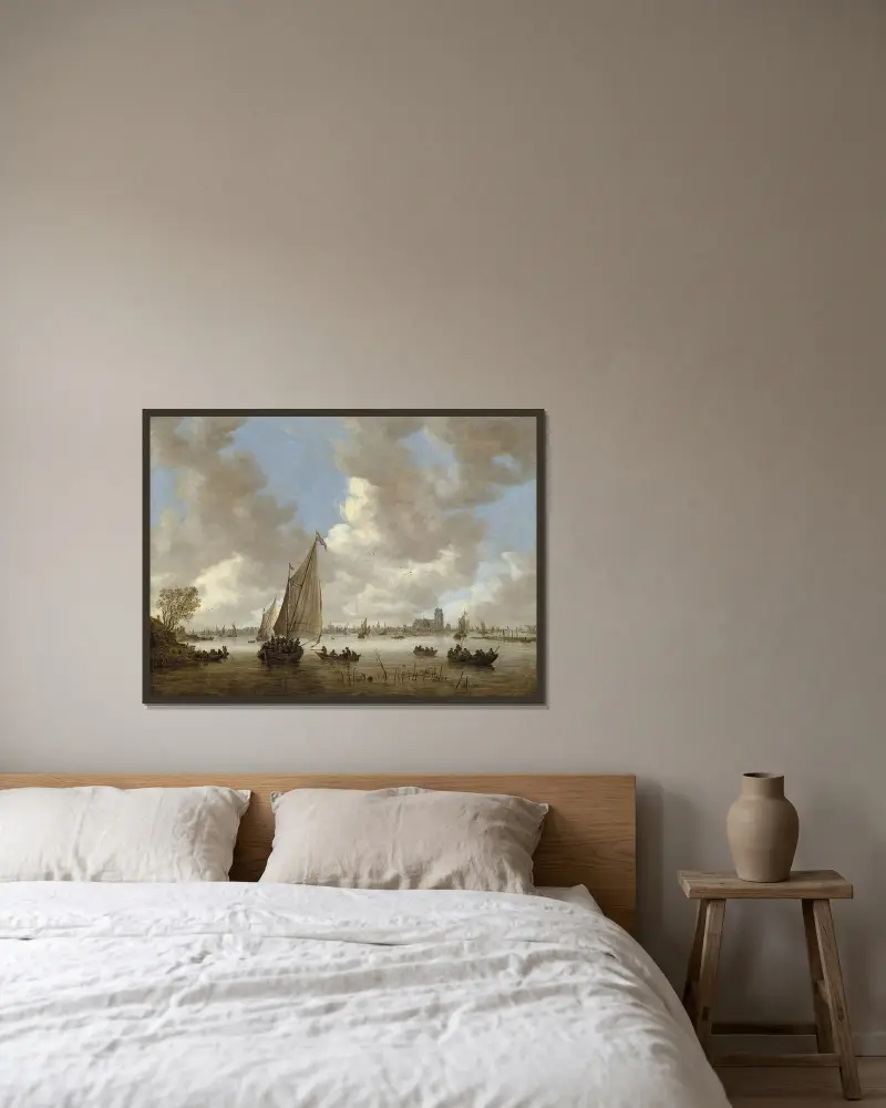 Utsikt över Dordrecht från norr av Jan van Goyen inramad på en vägg
