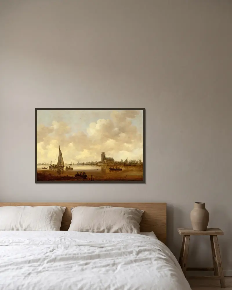 Utsikt över Dordrecht av Jan van Goyen inramad på en vägg