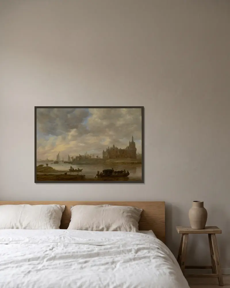 Widok na zamek Duurstede w Wijk bij Duurstede, Jan van Goyen w ramie na ścianie