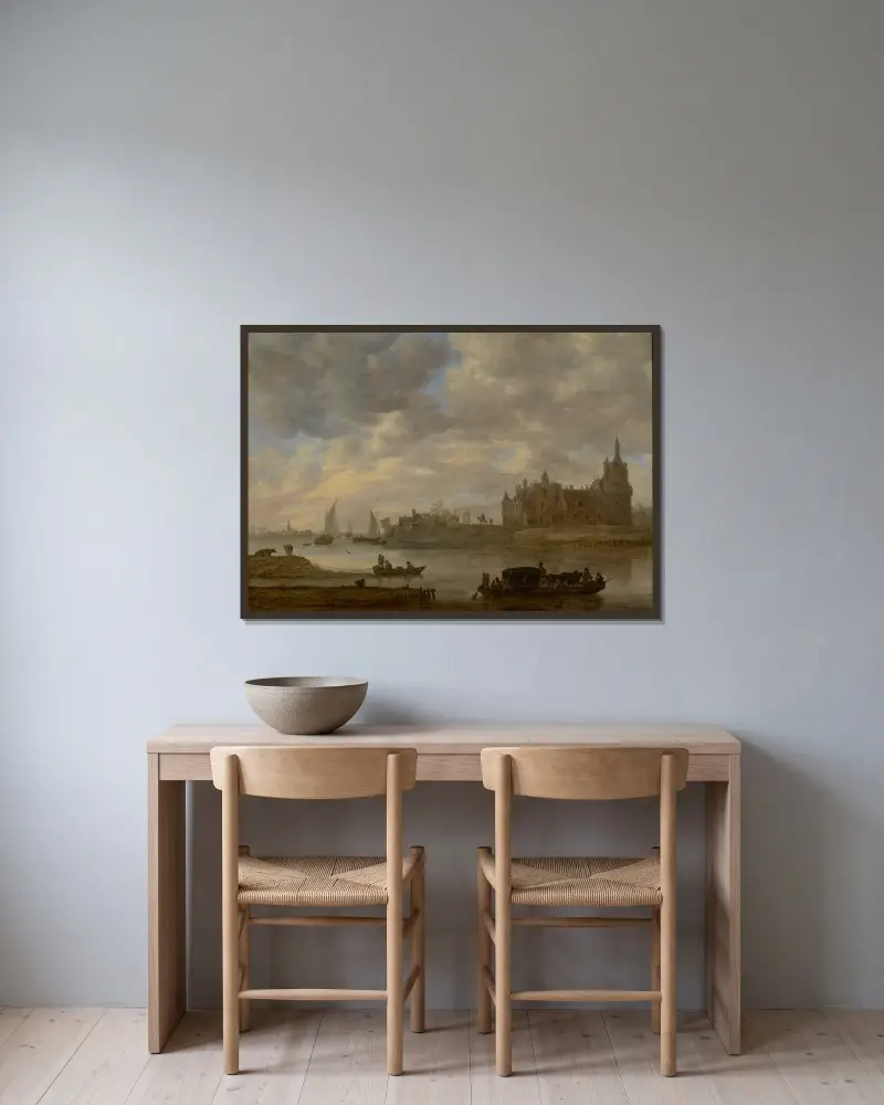 Widok na zamek Duurstede w Wijk bij Duurstede, Jan van Goyen w ramie na ścianie