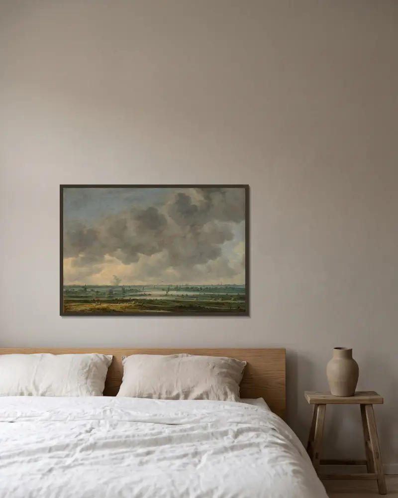 Vy över Haarlem och Haarlemmer Meer av Jan van Goyen inramad på en vägg