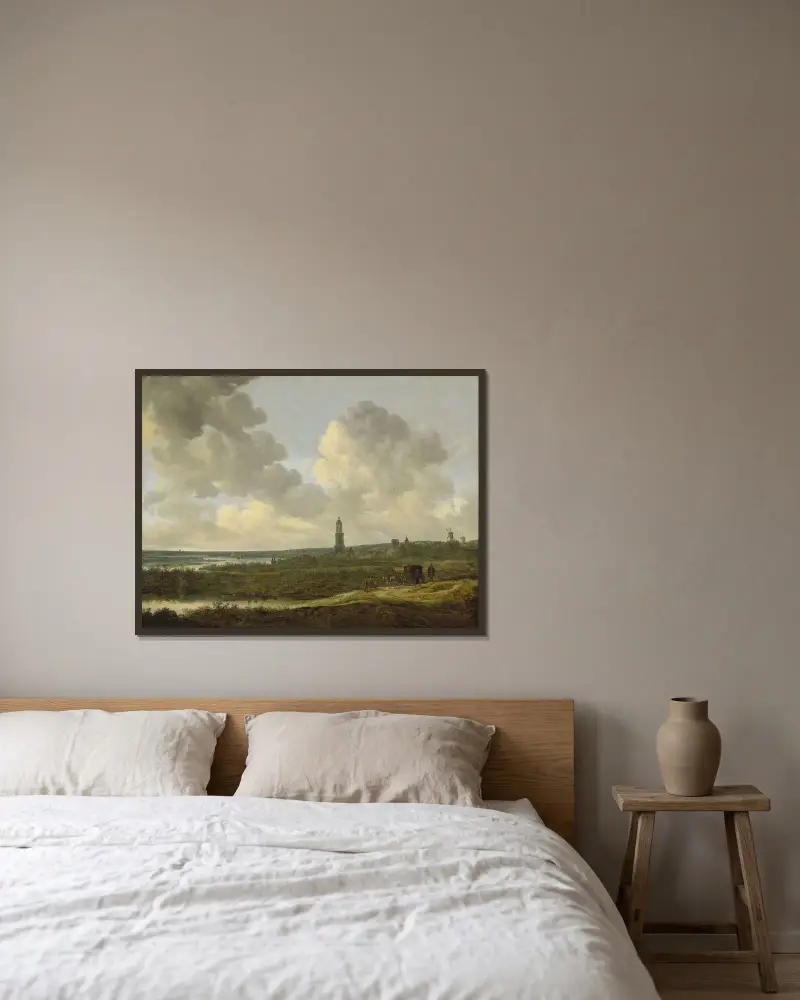Utsikt över Rhenen av Jan van Goyen inramad på en vägg