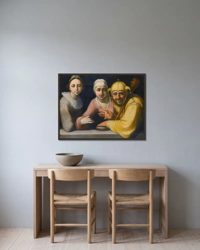 Głupiec z dwiema kobietami, Cornelis Cornelisz Van Haarlem w ramie na ścianie