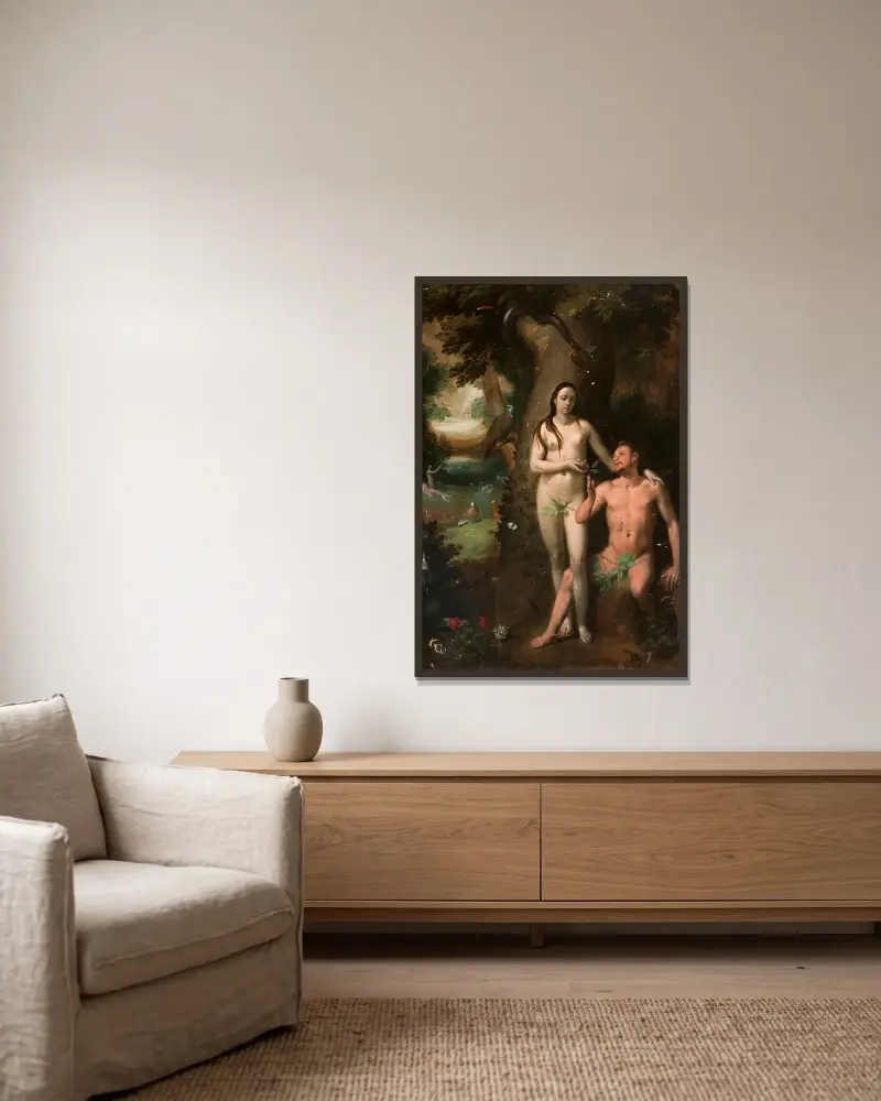 Adam a Eva, Cornelis Cornelisz Van Haarlem v rámu na stěně