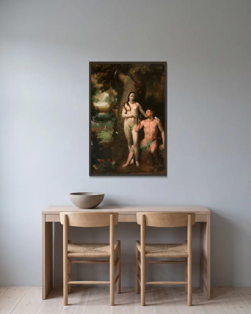 Adam a Eva, Cornelis Cornelisz Van Haarlem v rámu na stěně