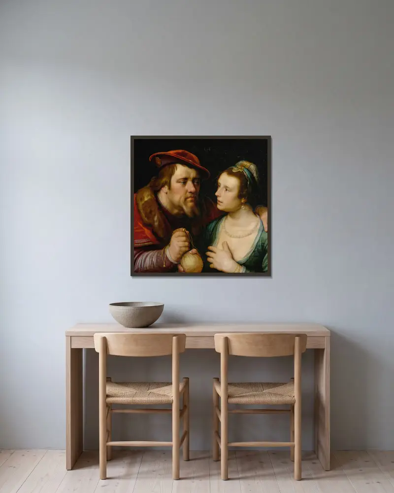 Nerovný pár, 1619 – Nr. 2, Cornelis Cornelisz Van Haarlem v rámu na stěně