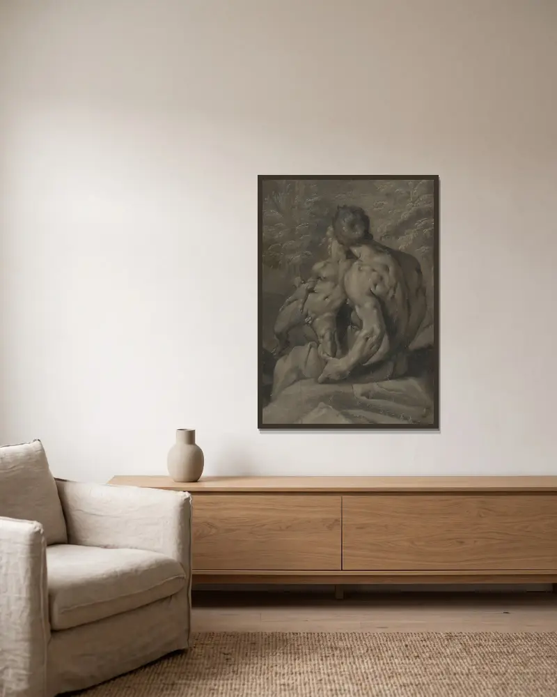 Dva mužské akty, Cornelis Cornelisz Van Haarlem v rámu na stěně