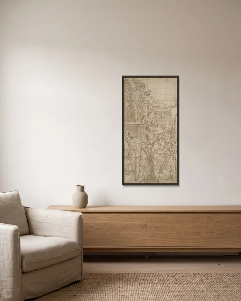 Ecce Homo av Maarten Van Heemskerck inramad på en vägg
