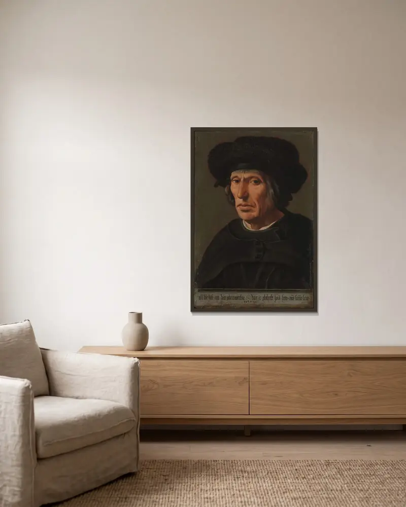 Jacob Willemsz van Veen (1456–1535), der Vater des Künstlers von Maarten Van Heemskerck gerahmt an einer Wand