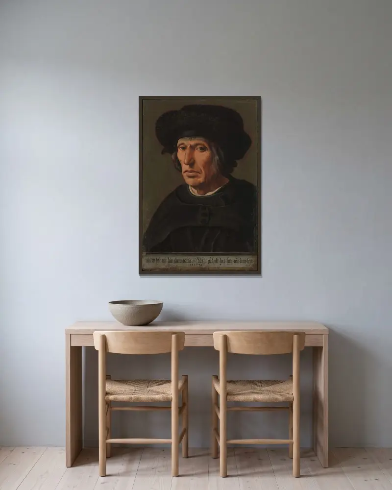 Jacob Willemsz van Veen (1456–1535), der Vater des Künstlers von Maarten Van Heemskerck gerahmt an einer Wand