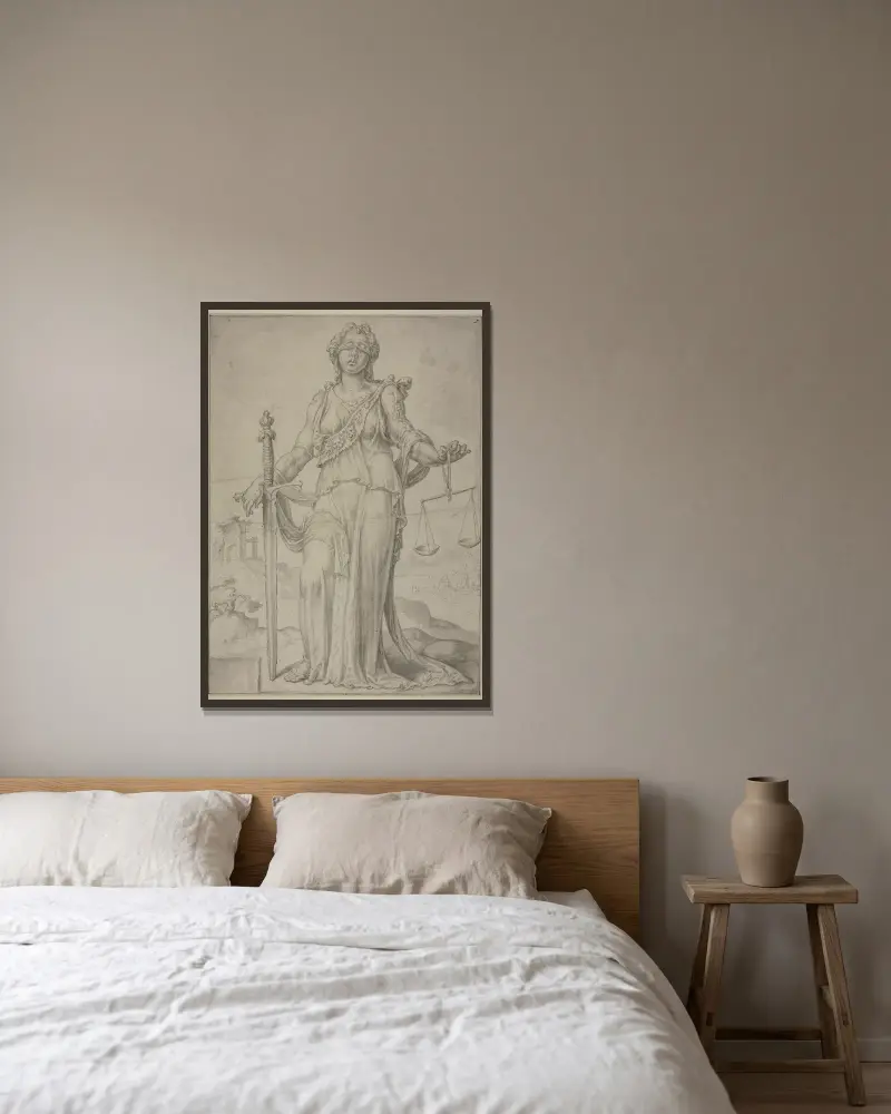 Gerechtigkeit von Maarten Van Heemskerck gerahmt an einer Wand