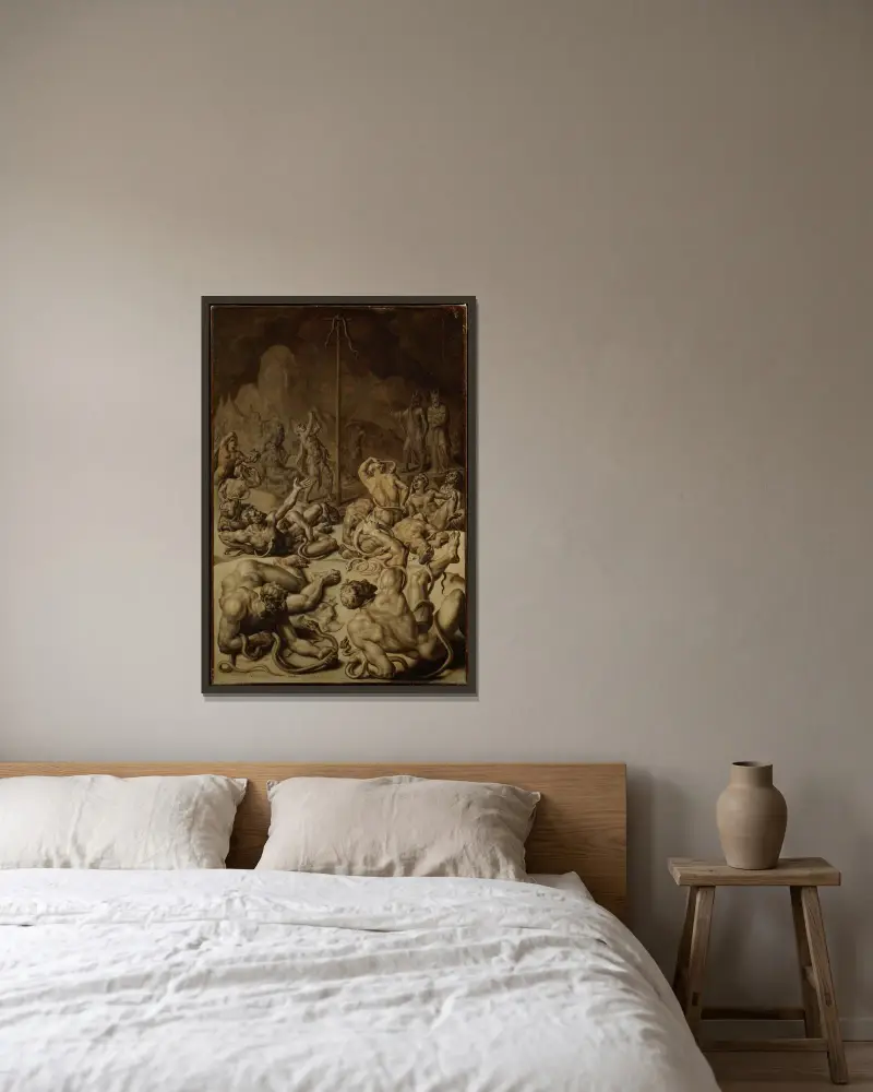 Kopparormen av Maarten Van Heemskerck inramad på en vägg