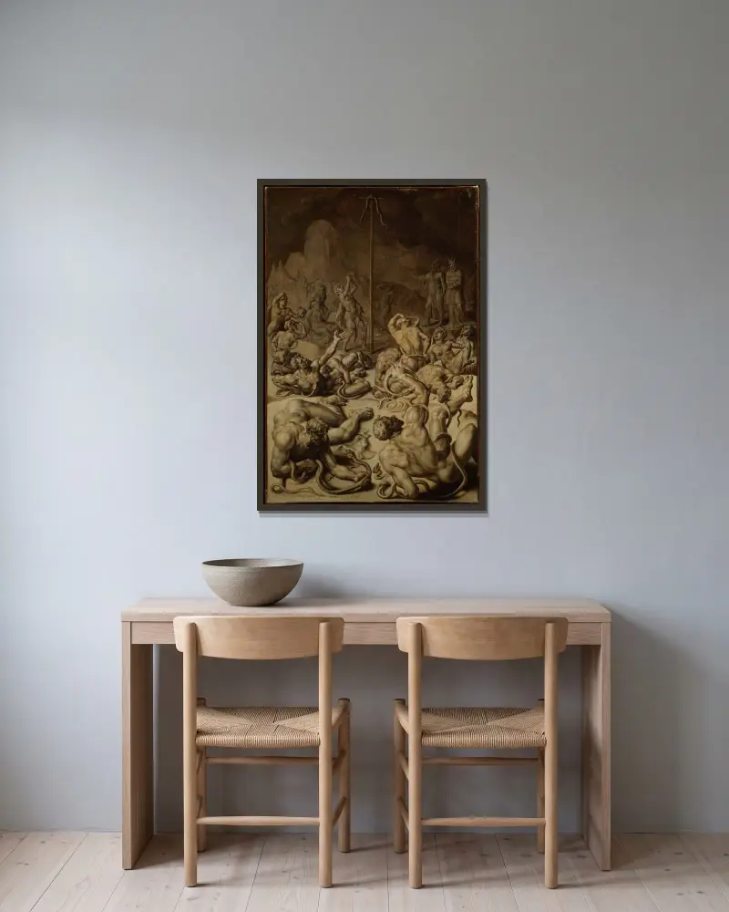Kopparormen av Maarten Van Heemskerck inramad på en vägg