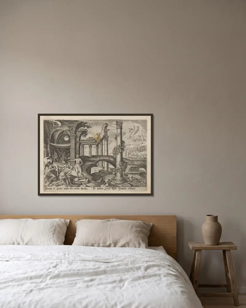 Noas begabbelse av Maarten Van Heemskerck inramad på en vägg