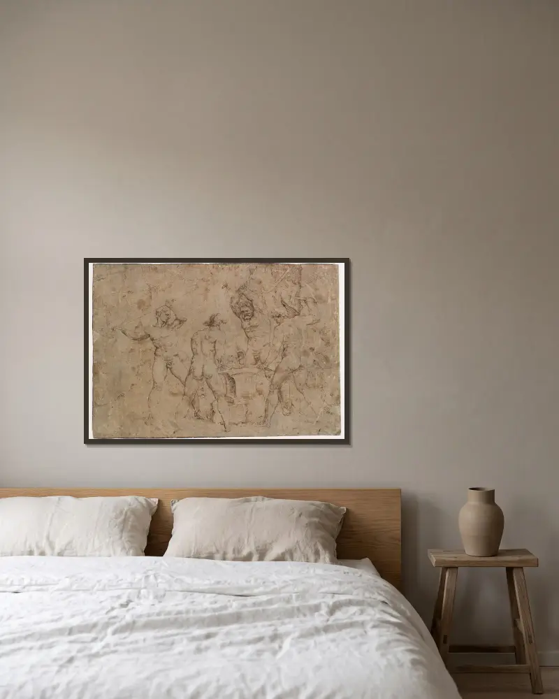 Vulkans Schmiede von Maarten Van Heemskerck gerahmt an einer Wand