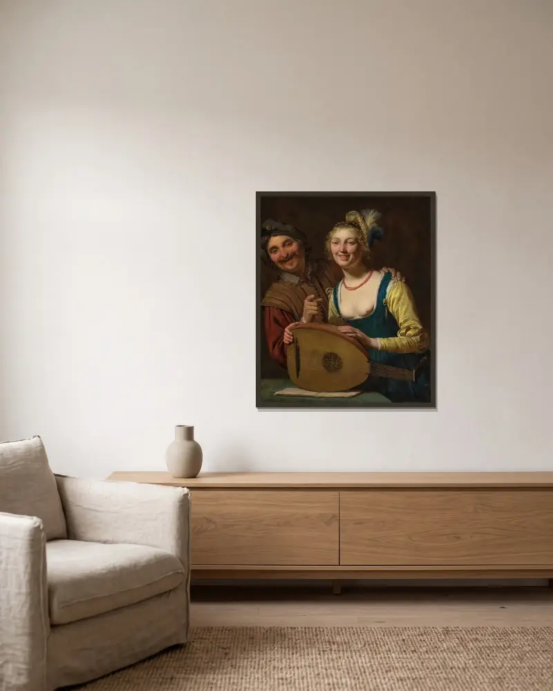 Allegori över lusten av Gerard van Honthorst inramad på en vägg