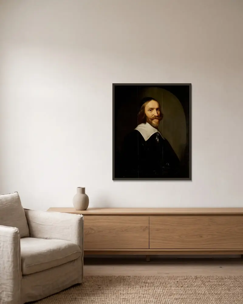 Cornelis van Beveren (1591-1663), heer van Strevelshoek, West-IJsselmonde en Kleine Lindt av Gerard van Honthorst inramad på en vägg