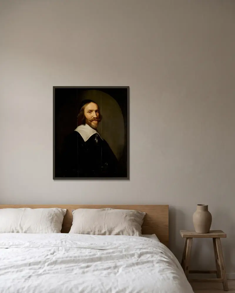 Cornelis van Beveren (1591-1663), heer van Strevelshoek, West-IJsselmonde en Kleine Lindt av Gerard van Honthorst inramad på en vägg