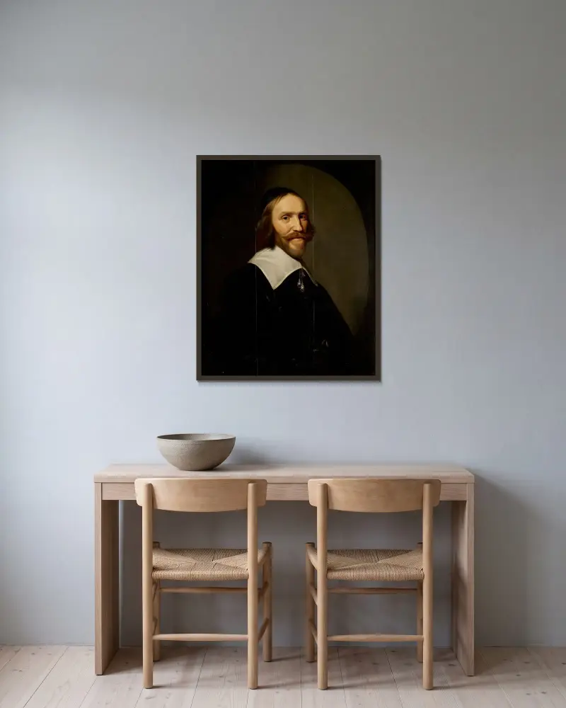 Cornelis van Beveren (1591-1663), heer van Strevelshoek, West-IJsselmonde en Kleine Lindt av Gerard van Honthorst inramad på en vägg