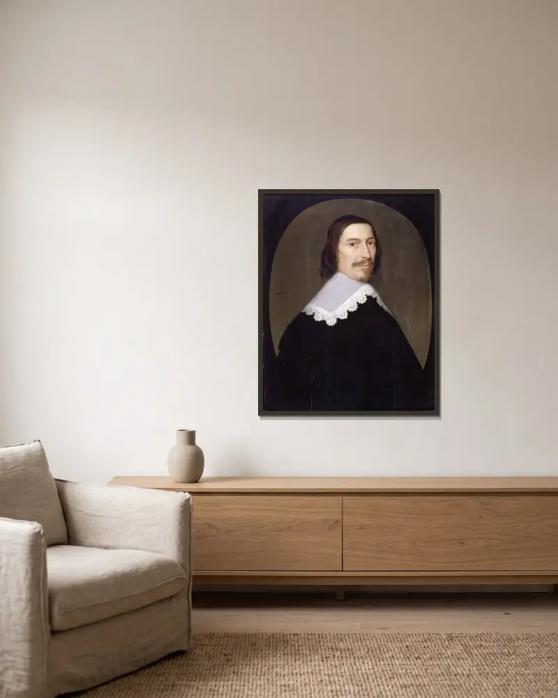 Jacob de Witt av Gerard van Honthorst inramad på en vägg