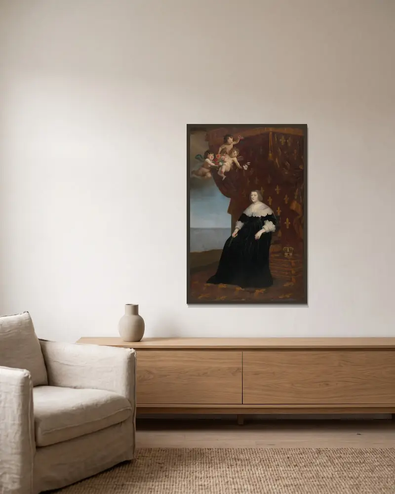 Maria de Medici av Gerard van Honthorst inramad på en vägg