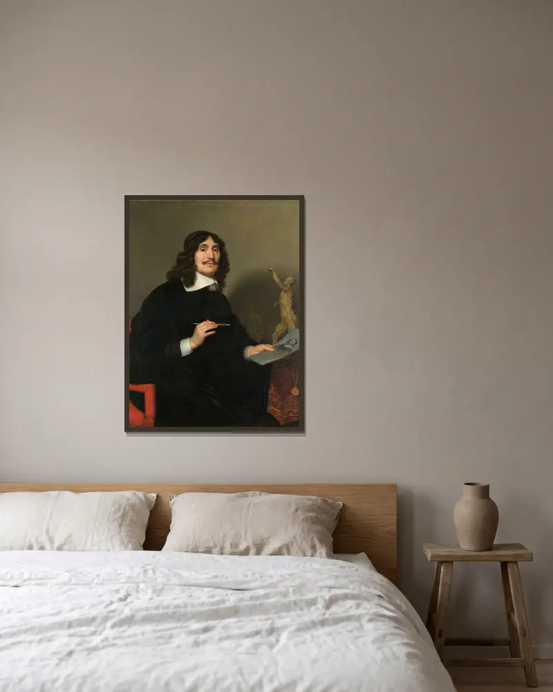 Portrait of an Artist av Gerard van Honthorst inramad på en vägg