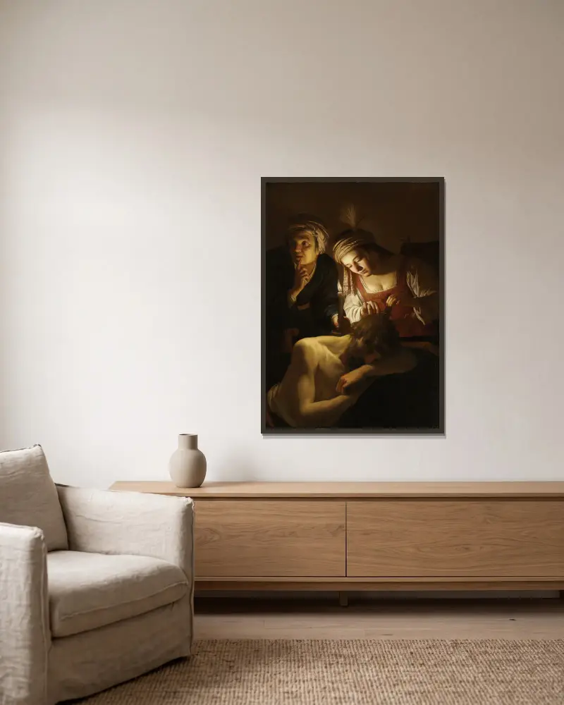 Samson a Dalila, 1616 – Nr. 2, Gerard van Honthorst v rámu na stěně