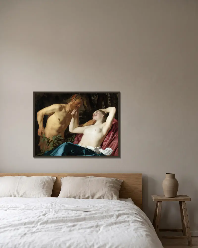 Satyr a nymfa, Gerard van Honthorst v rámu na stěně