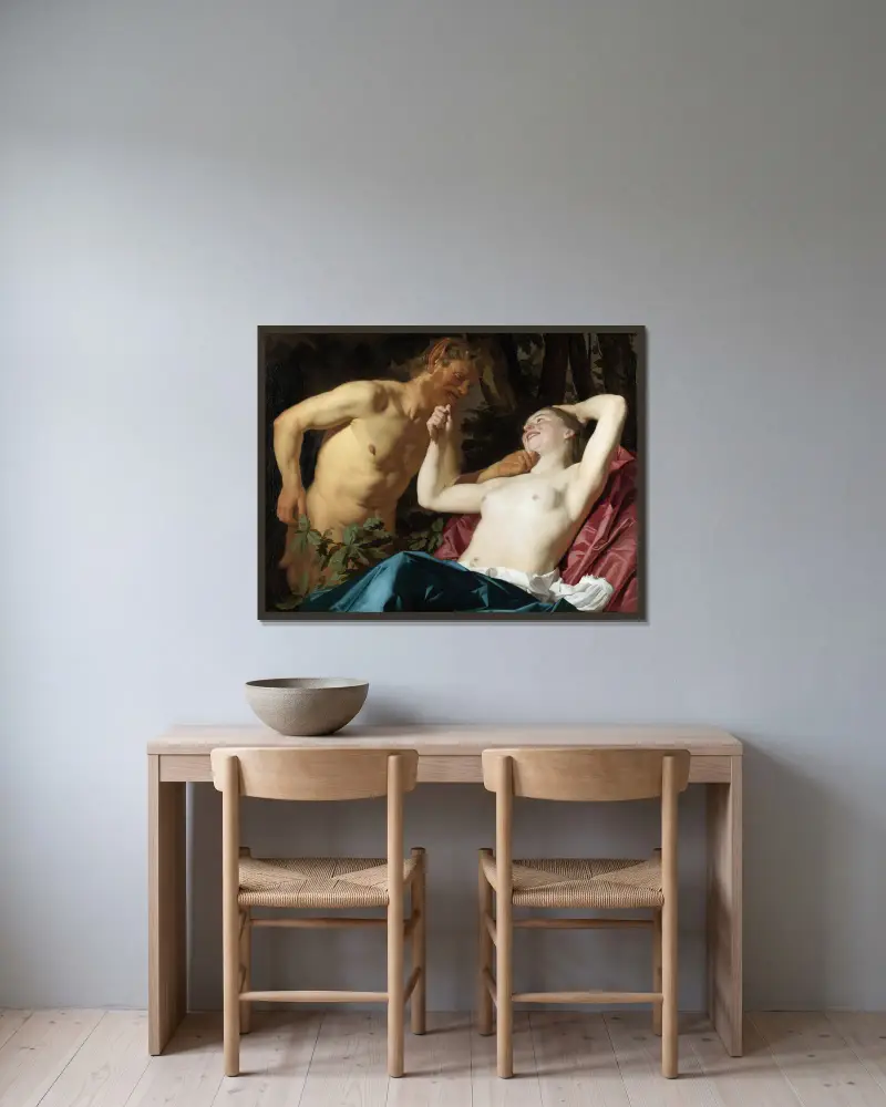 Satyr a nymfa, Gerard van Honthorst v rámu na stěně