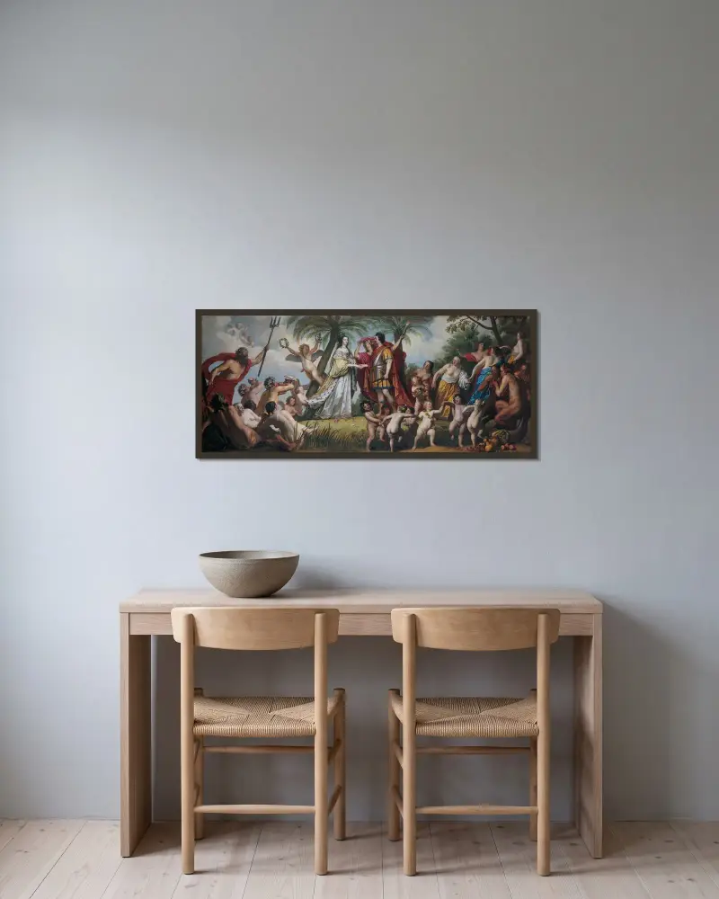 Frederik Hendriks och Amalia van Solms bröllop av Gerard van Honthorst inramad på en vägg
