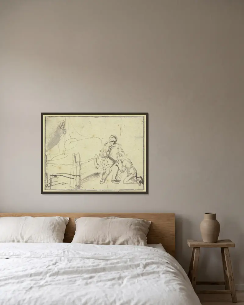 Isaak segnet Jakob von Samuel van Hoogstraten gerahmt an einer Wand