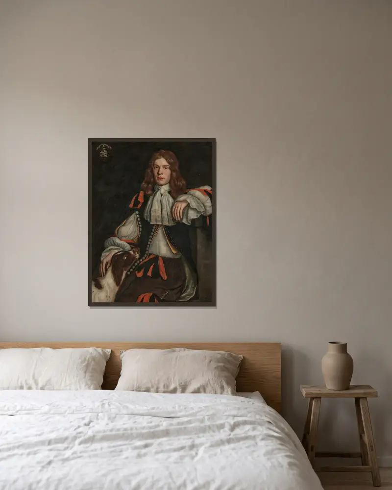 Portrait of Thomas Godfrey of Burton Aleph (d. 1690) av Samuel van Hoogstraten inramad på en vägg