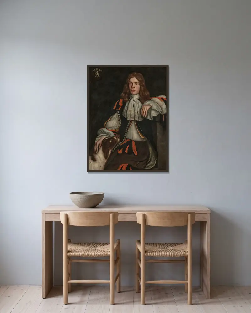 Portrait of Thomas Godfrey of Burton Aleph (d. 1690) av Samuel van Hoogstraten inramad på en vägg