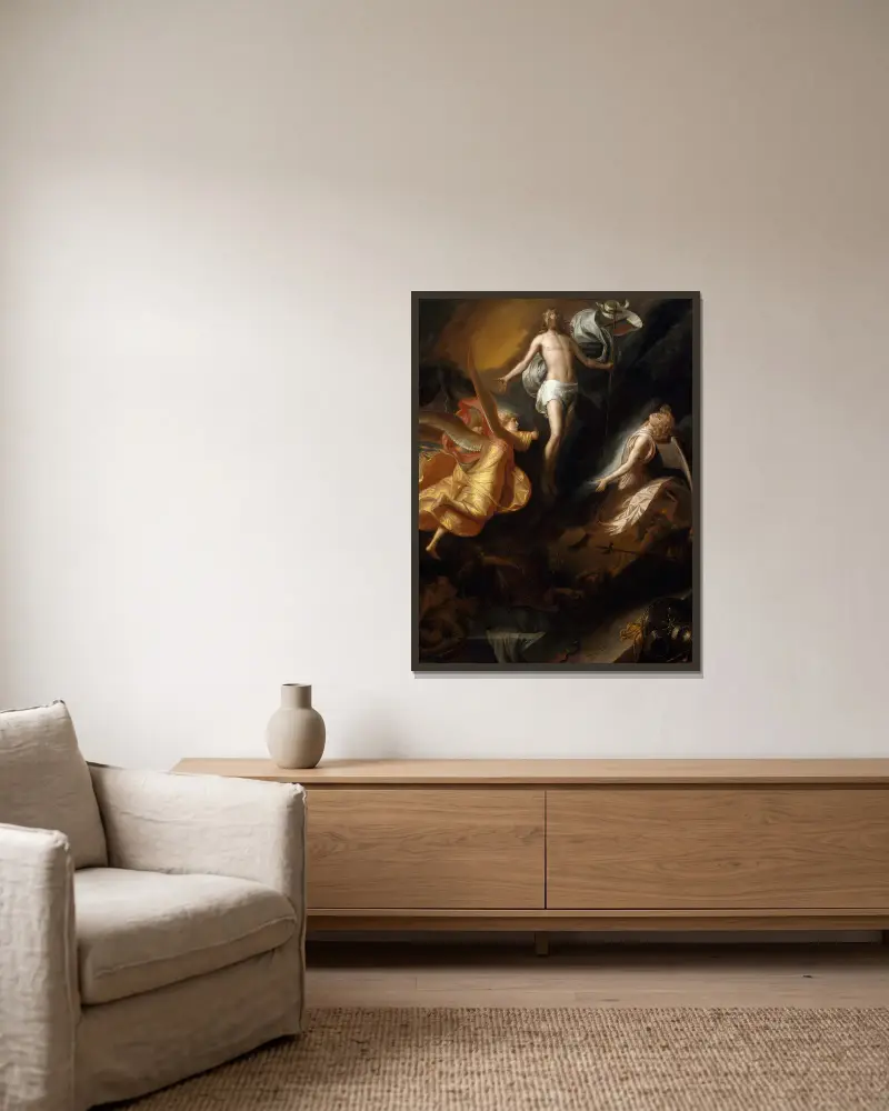 Resurrection of Christ av Samuel van Hoogstraten inramad på en vägg