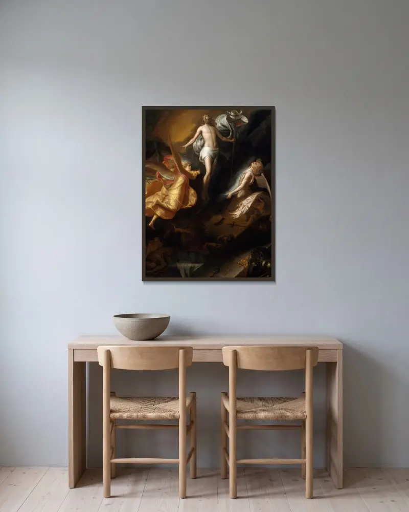 Resurrection of Christ av Samuel van Hoogstraten inramad på en vägg