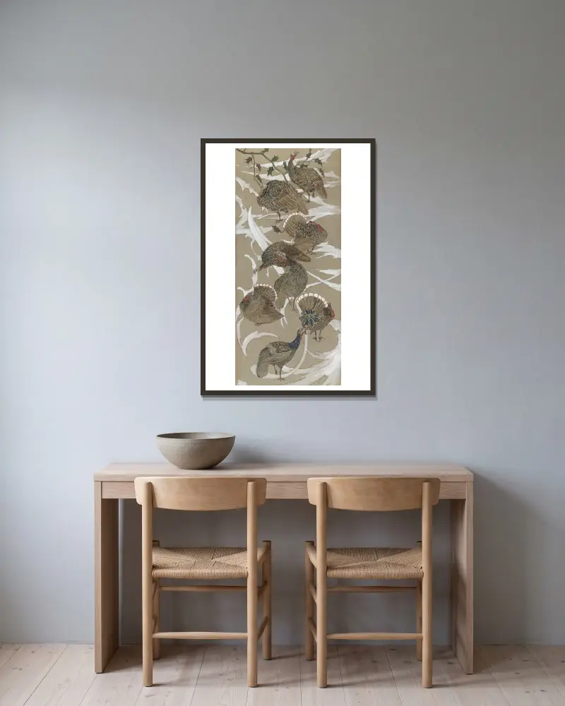 Acht Truthähne von Theo van Hoytema gerahmt an einer Wand