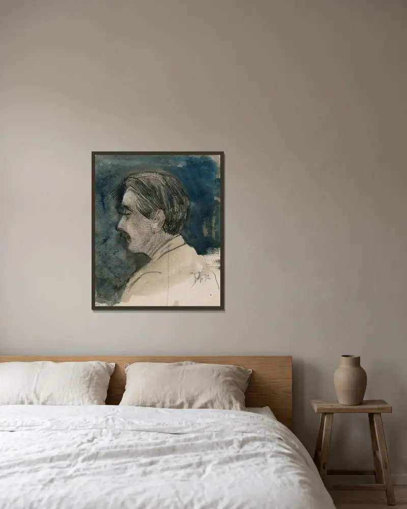 Bildnis eines jungen Mannes von Theo van Hoytema gerahmt an einer Wand