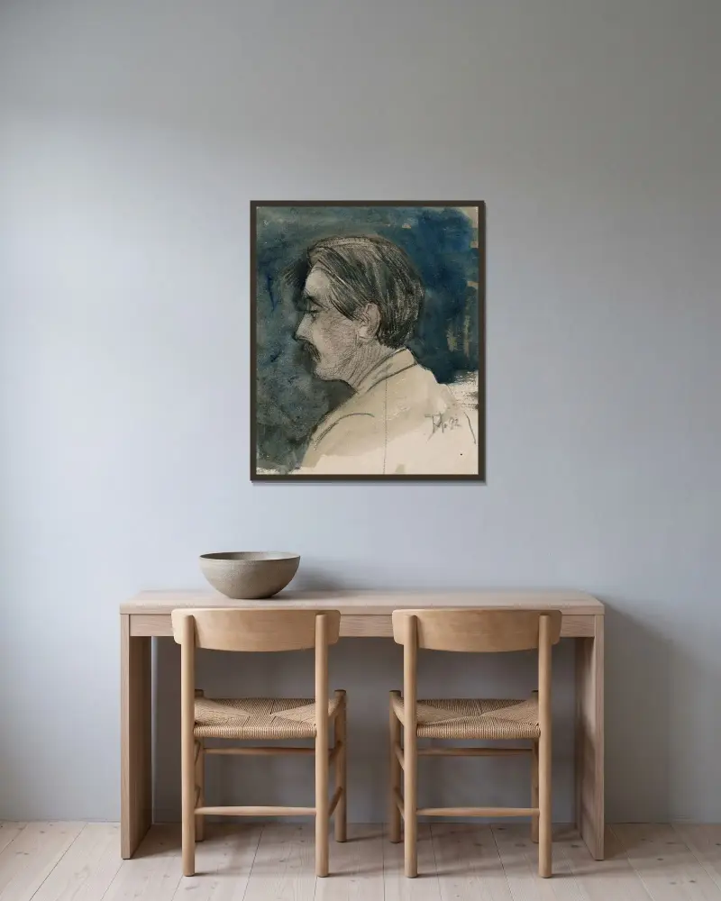 Bildnis eines jungen Mannes von Theo van Hoytema gerahmt an einer Wand