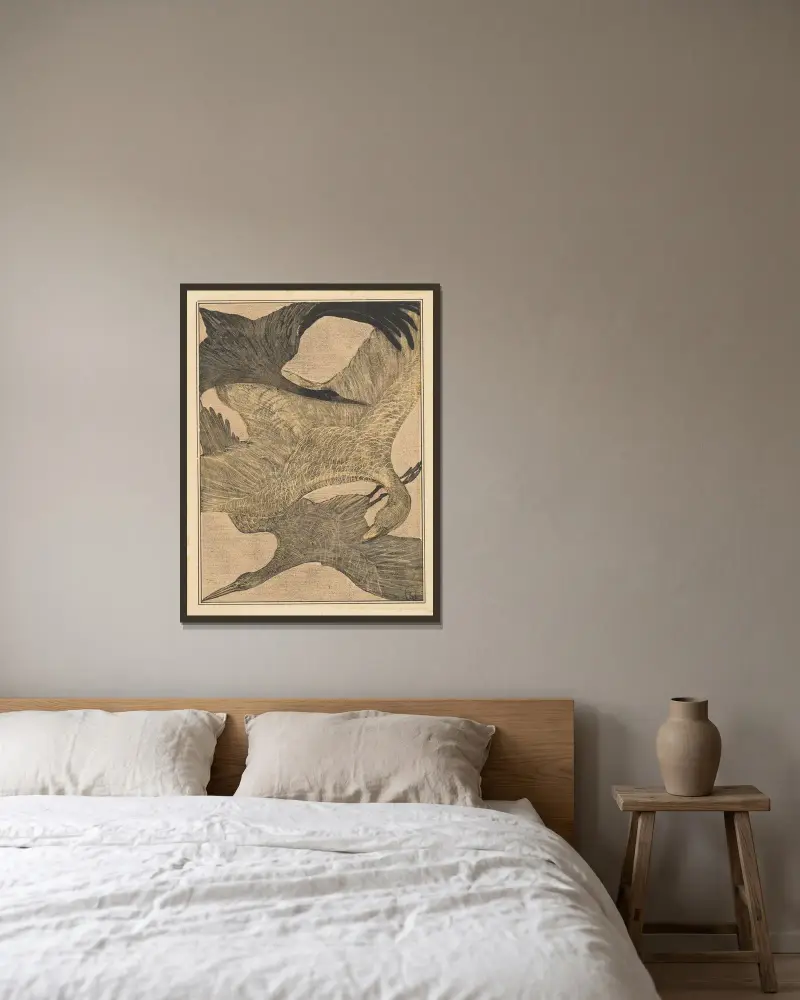 Drei fliegende Vögel, 1878 – Nr. 1 von Theo van Hoytema gerahmt an einer Wand